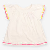 Tunic tee cream with ric rac trim