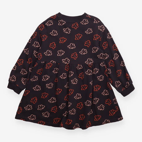 Sweater dress jersey dark grey with flowers