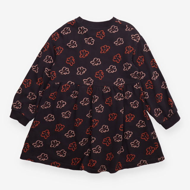 Sweater dress jersey dark grey with flowers