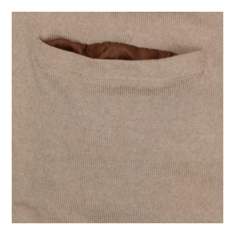 Midi Sweater Dress Cream & Brown Merino Wool, Silk