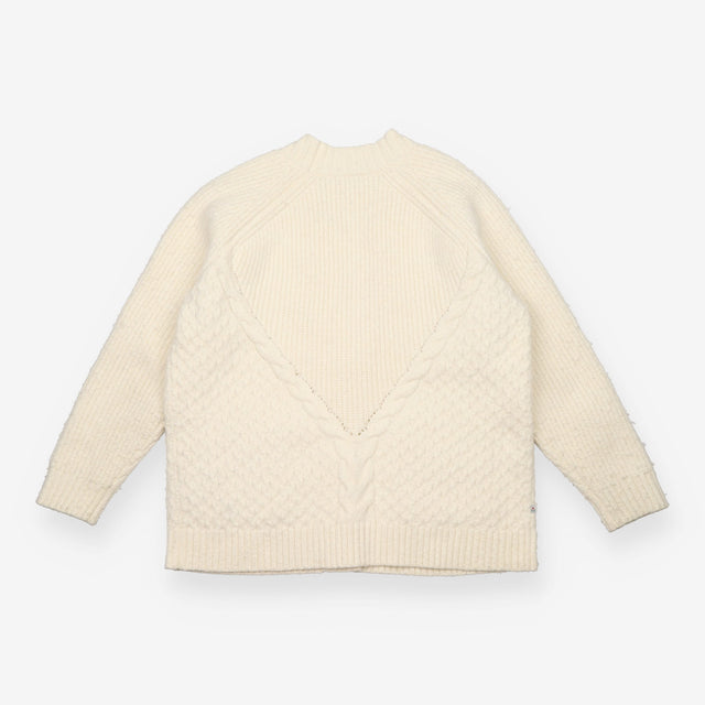 Chunky Knit Cream Open Cardigan with Pockets