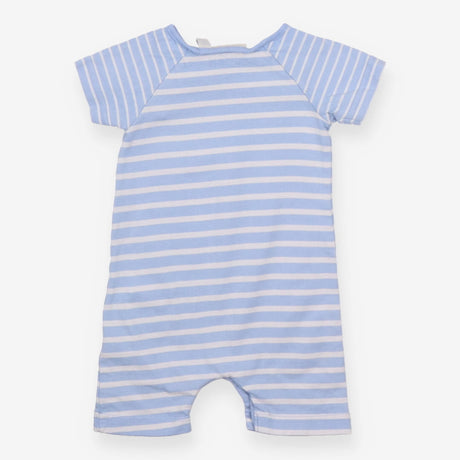 Romper Blue Stripe with Sailing Boat Pocket Appliq