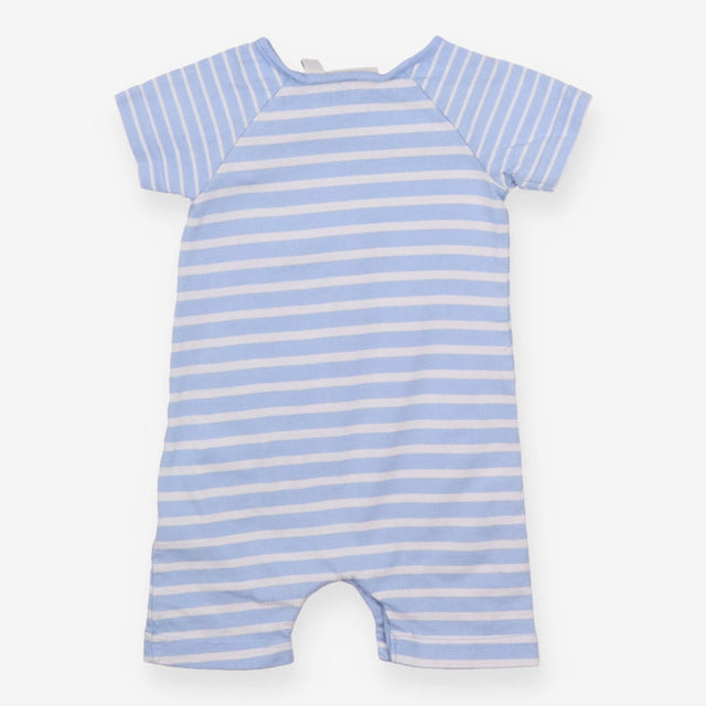 Romper Blue Stripe with Sailing Boat Pocket Appliq