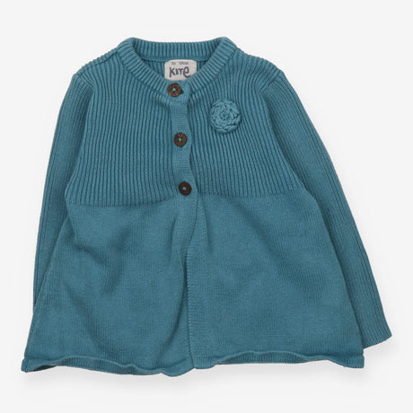 Cardigan Teal knitted flower