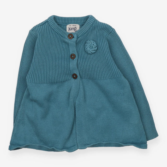 Cardigan Teal knitted flower