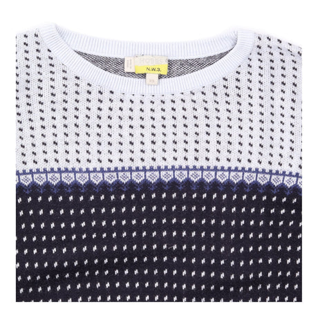 Navy & Grey Geometric Pattern Jumper