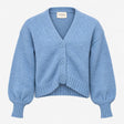 Cardigan Blue Cotton Knit Oversized V Neck