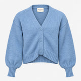 Cardigan Blue Cotton Knit Oversized V Neck