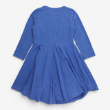 Dress long sleeves blue with white and navy flower