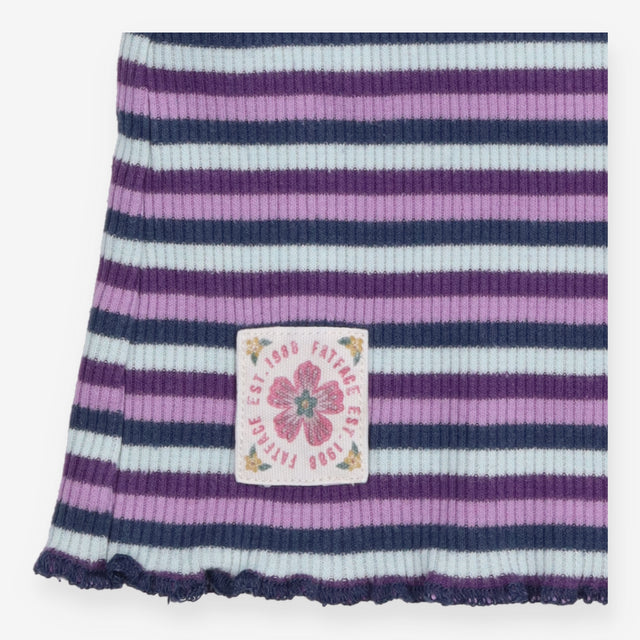 T-Shirt Roll Neck Purple and Navy Stripe