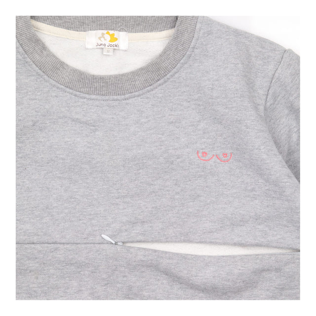 Sweater Grey Cotton Nursing Long Sleeve Sweatshirt