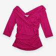 Draped Top Fuchsia Pink Asymmetric Cowl Detail