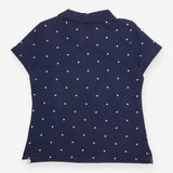 Navy Heart-Print Cotton Polo Shirt