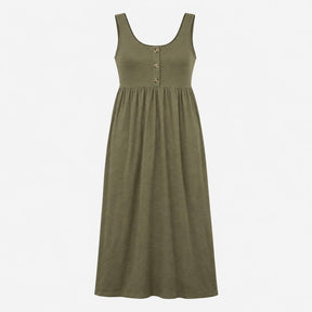 Maternity Dress Khaki Green Sleeveless Ankle Lengt