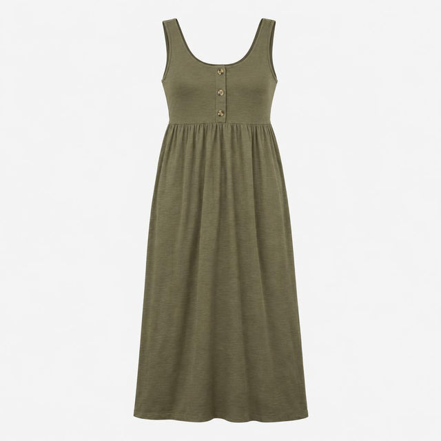 Maternity Dress Khaki Green Sleeveless Ankle Lengt