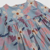 Long sleeve dress blue autumnal leaves and acorns