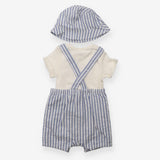 Outfit dungarees stripe shortie cream bodysuit mat