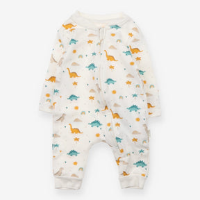 Sleepsuit white with dinos and rainbows