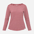 Top Rose Pink Cream Breton Stripe Boat Neck Long S