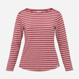 Top Rose Pink Cream Breton Stripe Boat Neck Long S