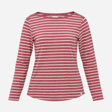 Top Rose Pink Cream Breton Stripe Boat Neck Long S