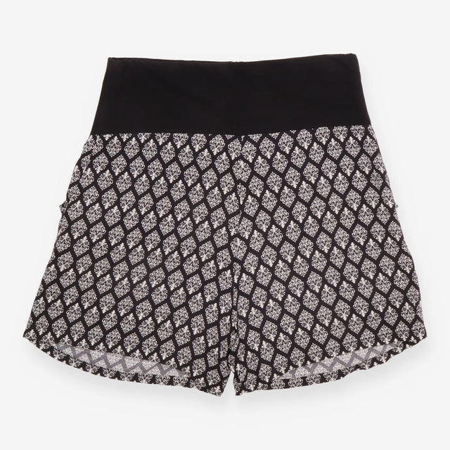 Maternity Shorts Black White Print Over Bump