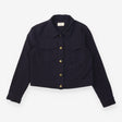 Utility Jacket Navy Gold Button Pocket Detail