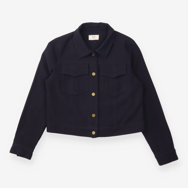 Utility Jacket Navy Gold Button Pocket Detail