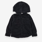 Charcoal cord hooded shirt jacket