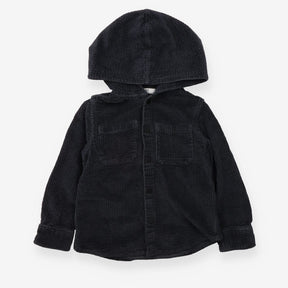 Charcoal cord hooded shirt jacket