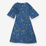 Dress blue with floral design