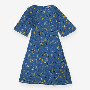 Dress blue with floral design
