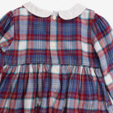 Dress Long Sleeved Tartan Flower Applique Collar