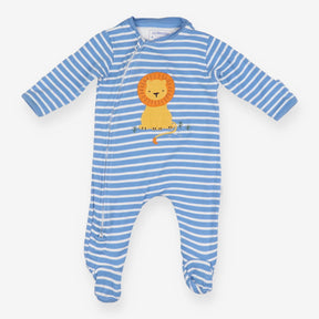 Blue and White Stripe Lion Sleepsuit