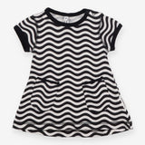 Jersey dress black and white waves