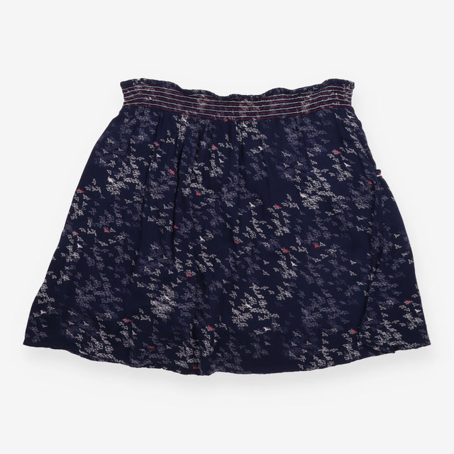Mini Skirt Navy Abstract Bird Print