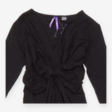 Black Knot Front Long Sleeve Maternity Dress