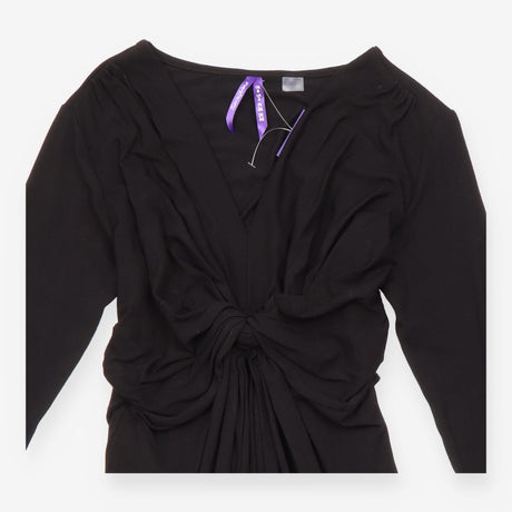 Black Knot Front Long Sleeve Maternity Dress