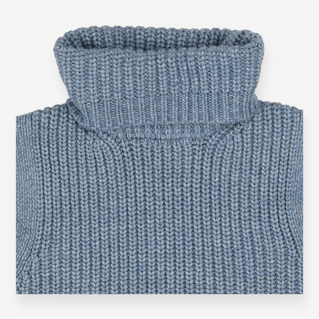 Ribbed Turtleneck Tank, Blue Knit