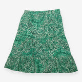 Green Cream Paisley Printed Tiered Maxi Skirt