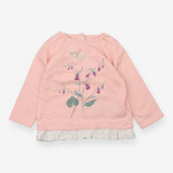 T-shirt long sleeve pink sparkle flowers butterfly