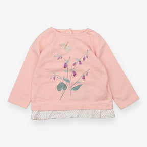 T-shirt long sleeve pink sparkle flowers butterfly
