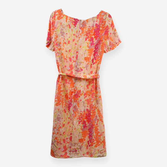 Hobbs Orange Pink Floral Summer Dress with Slip & 