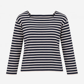 Top Breton Stripe Long Sleeve Navy Blue Ecru