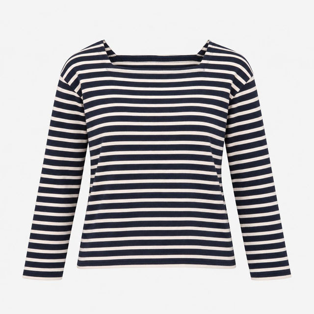 Top Breton Stripe Long Sleeve Navy Blue Ecru