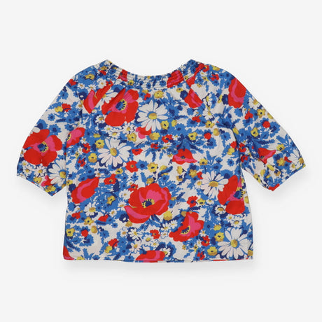 Puff Sleeve Floral Woven Blouse – Stretch Boatneck