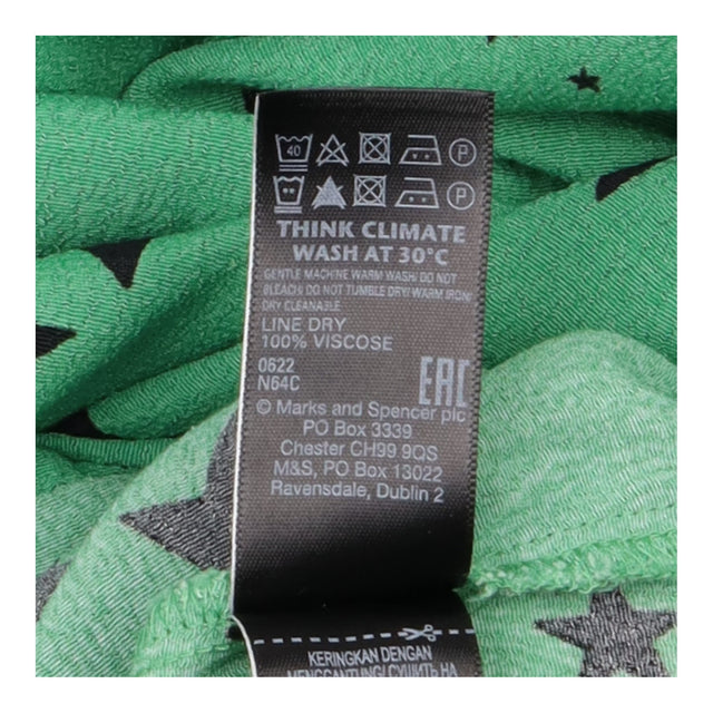 Midi Dress Green Viscose Star Print V Neck Long