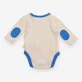 White Bodysuit with Blue Objects