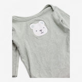 Bodysuit long sleeve green with fluffy teddy face 