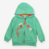 Hoodie green bee rainbow flowers